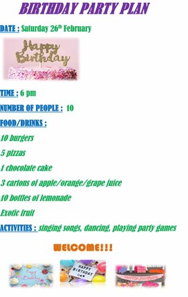 Birthday Party Plan