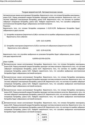 Обложка для материала Теория вероятностей. Автоматическая линия
