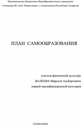 Обложка для материала План самообразования