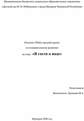 Конспект занятия "В гости к воде"