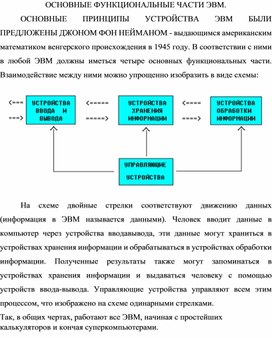Обложка для материала ОСНОВНЫЕ ФУНКЦИОНАЛЬНЫЕ ЧАСТИ ЭВМ.docx