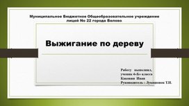 Творческий проект выжигание