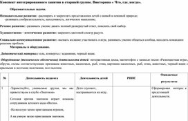 Конспект интегрированного занятия в старшей группе "Что.Где. Когда"