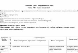 Конспект урока по окружающему миру в 3 классе МОБУ"СОШ с.Иннокентьевка".Тема:"Экология"