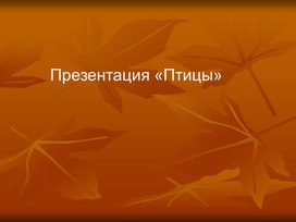 Презентация птицы