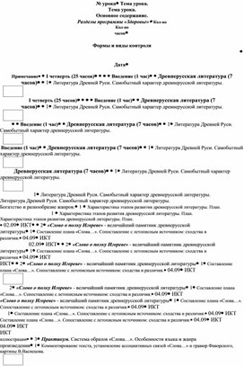 Рабочая программа и календарно-тематическое планирование по литературе в 9 классе