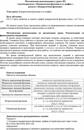 Обложка для материала Урок_5_Квадратичная функция_Методические рекомендации