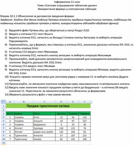 Обложка для материала Тема «Системи опрацювання табличних даних» Використання формул у електронних таблицях
