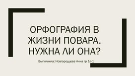 Обложка для материала Исследовательский проект: Орфография в жизни повара.