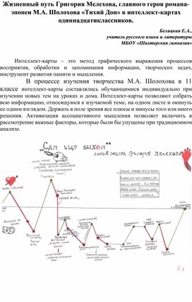 Жизненный путь Григория Мелехова, главного героя романа-эпопеи М.А. Шолохова «Тихий Дон» в интеллект-картах одиннадцатиклассников.