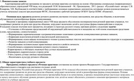 Обложка для материала Рабочая программа по речевой практике ФГОС  для 4 класса VIII вида