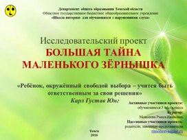 Обложка для материала Исследовательский проектБОЛЬШАЯ ТАЙНА МАЛЕНЬКОГО ЗЁРНЫШКА