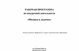 Рабочая программа ВР Физика в задачах 9 кл