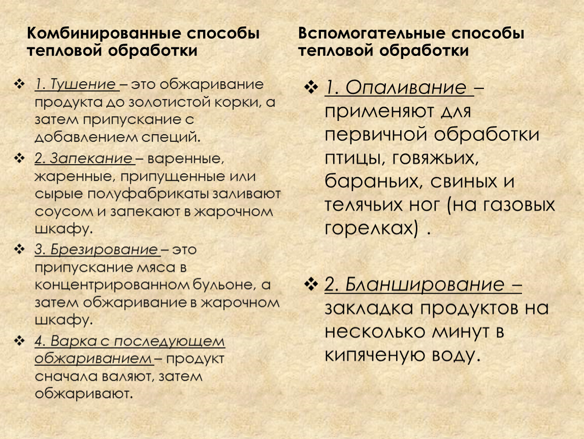 Жарка в жарочном шкафу предварительно припущенных в концентрированном бульоне продуктов