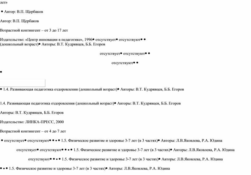 Автор: В.П. Щербаков Возрастной контингент – от 3 до 17 лет