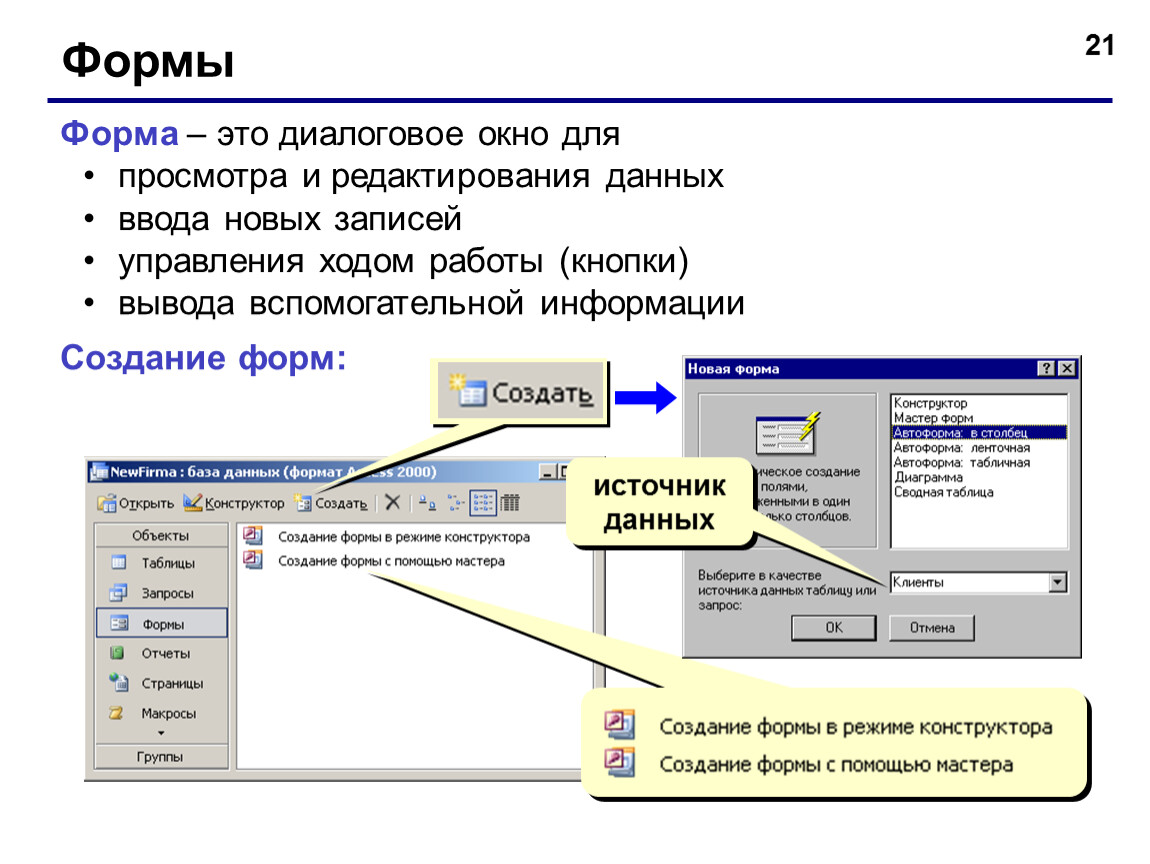 Формы данных в access. Проектирование структуры базы данных СУБД MS access 2013. Укажите источник данных для формы access. Окно база данных в access. Запрос в MS access, генерирующий диалоговое окно:.