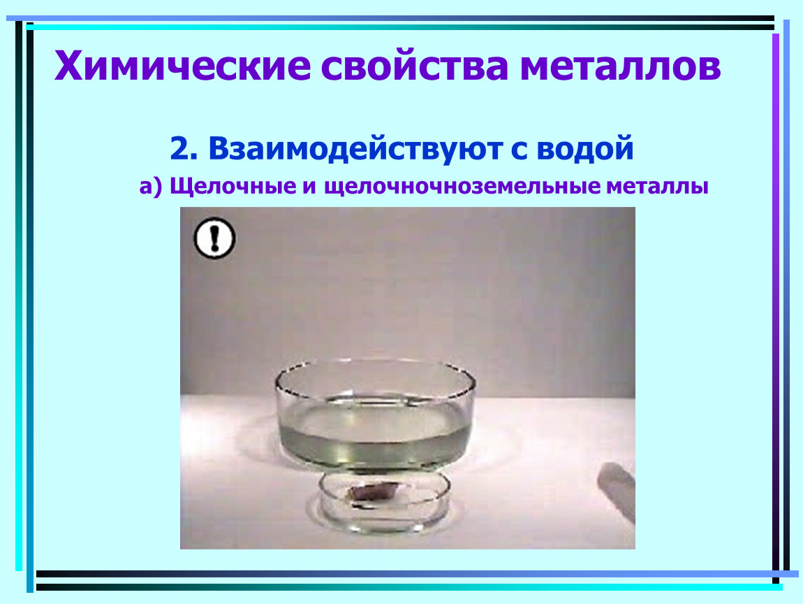 Отношения металлов к воде. Металлы реагирующие с водой. Химические свойства металлов с водой. Свойства металлов с водой. Взаимодействие щелочных металлов с кислотами.