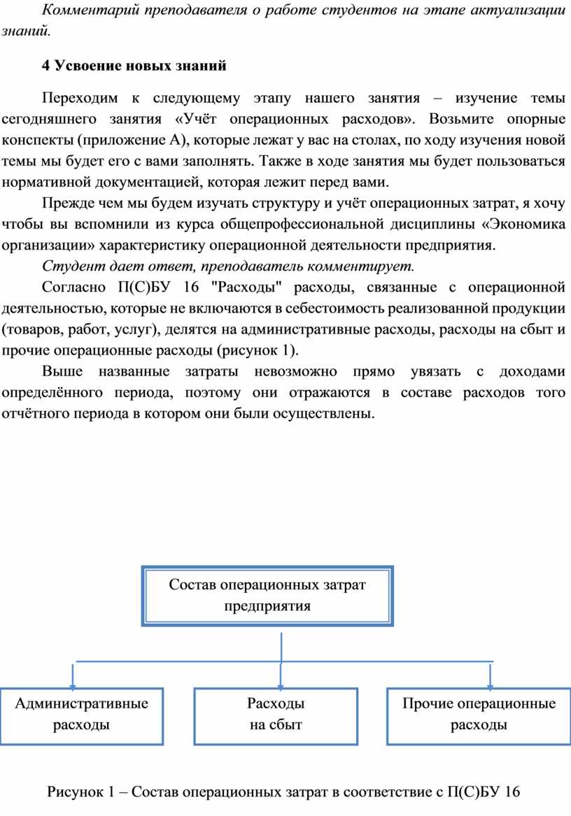 Учет преподавателей. Состав операционных расходов. Пояснение от педагога. Комментарий преподавателя для студентов. Операционный учет.