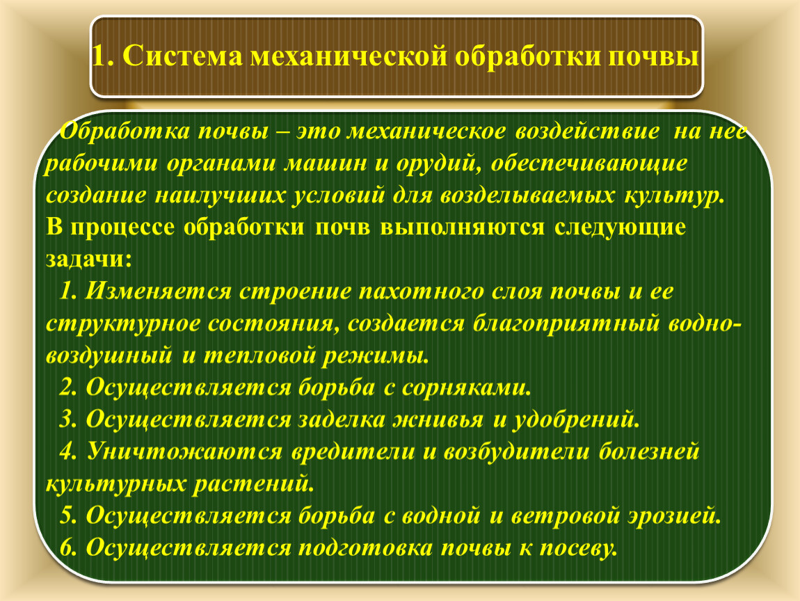 Технология обработки почвы.