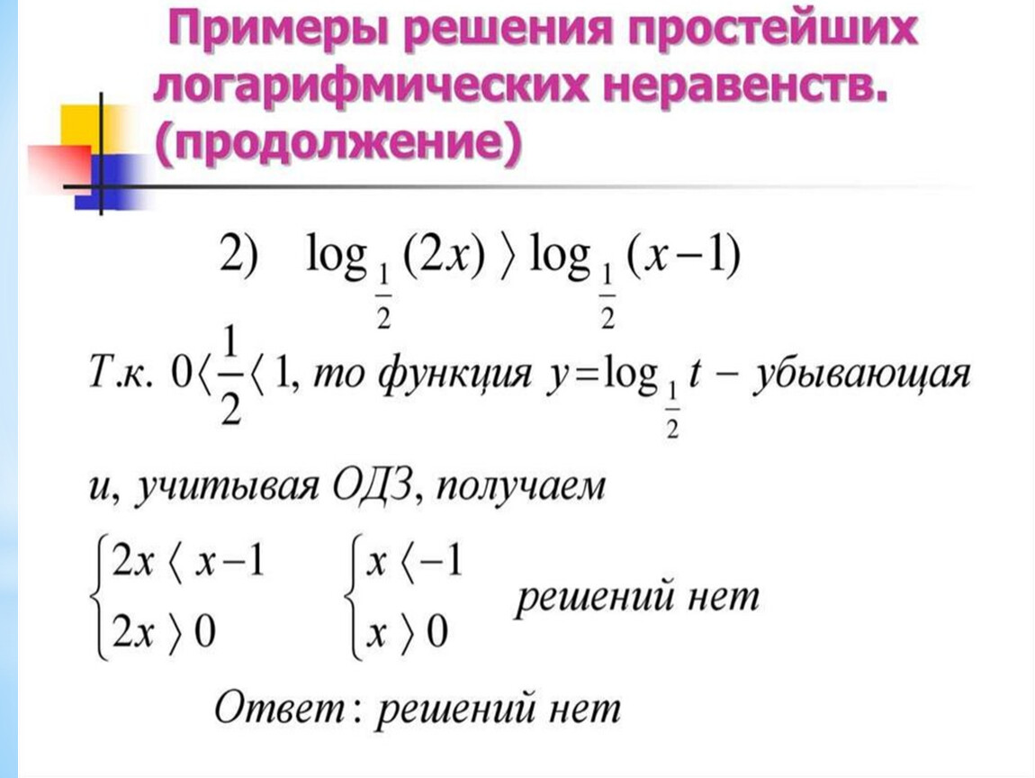 Презентация на тему логарифмические уравнения