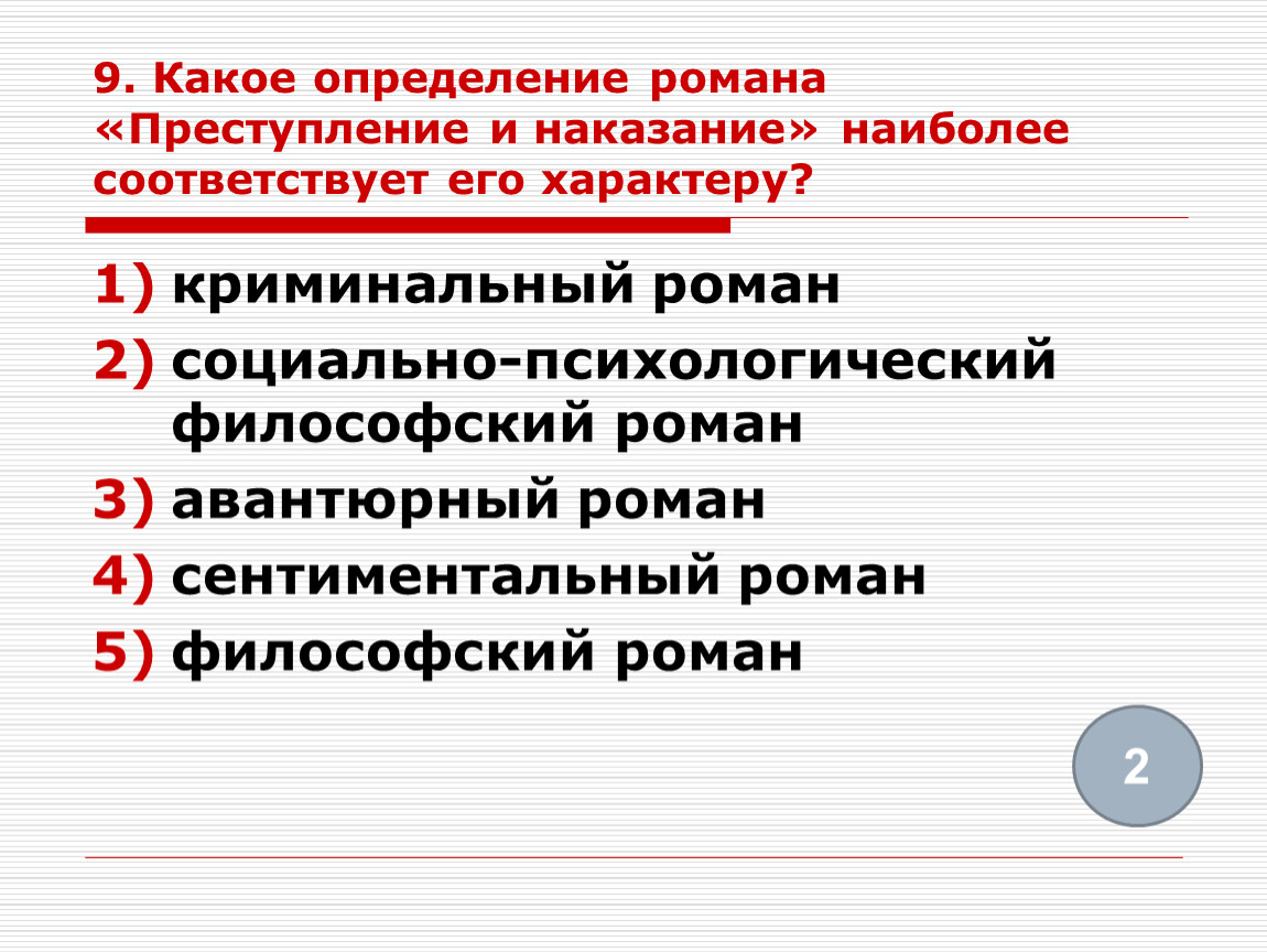 Тест по творчеству Ф.Достоевского