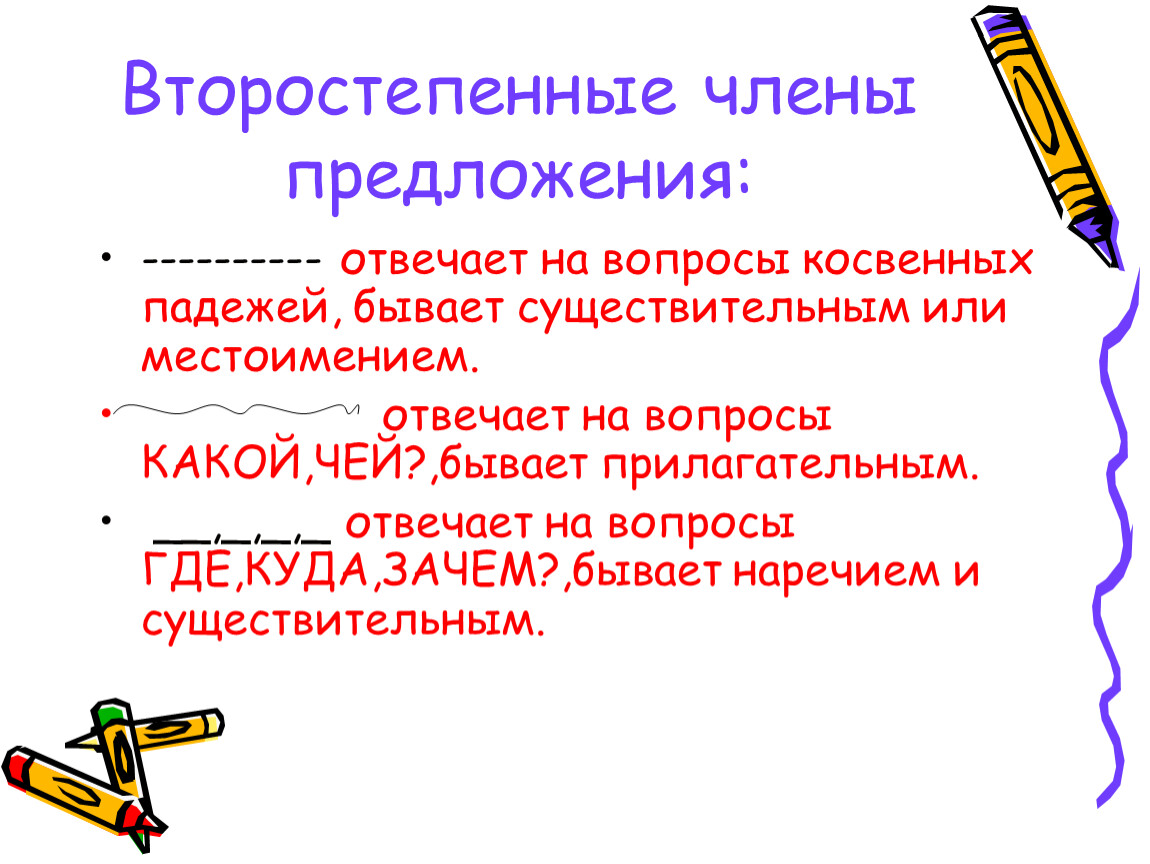 На вопросы косвенных падежей отвечает. Второстепенные члены предложения. Член предложения отвечающий на вопросы косвенных падежей. Члены предложения которые отвечают на вопросы косвенных падежей. Какой второстепенный член отвечает на вопросы косвенных падежей.