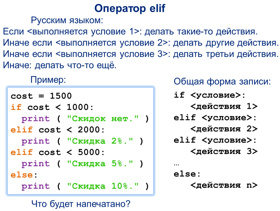 Блок схема с elif