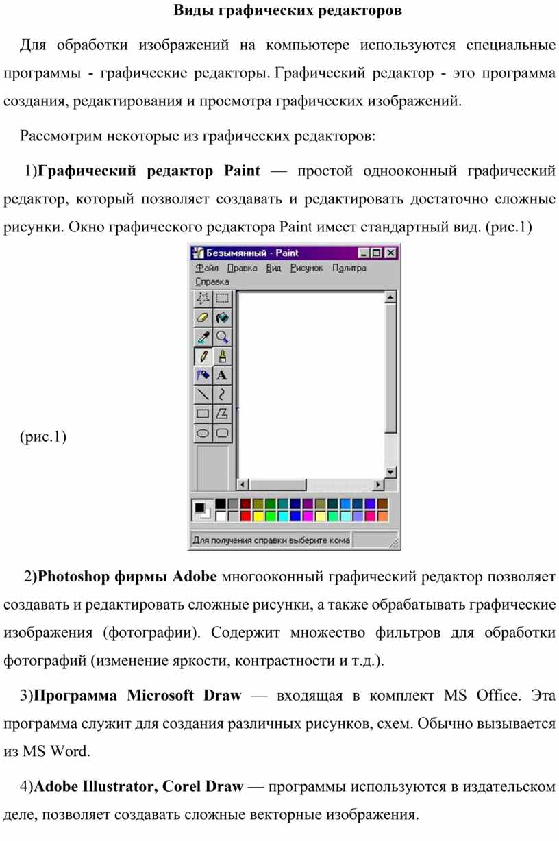 Виды графических редакторов