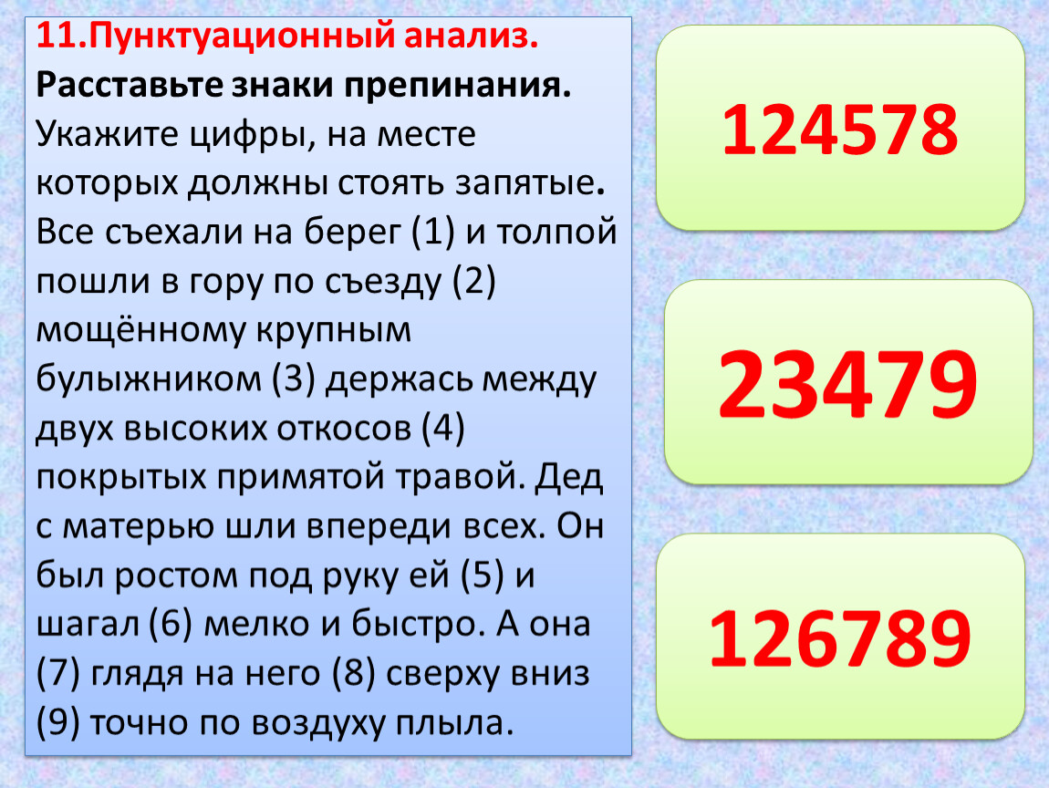 Пунктуационный анализ расставьте знаки препинания