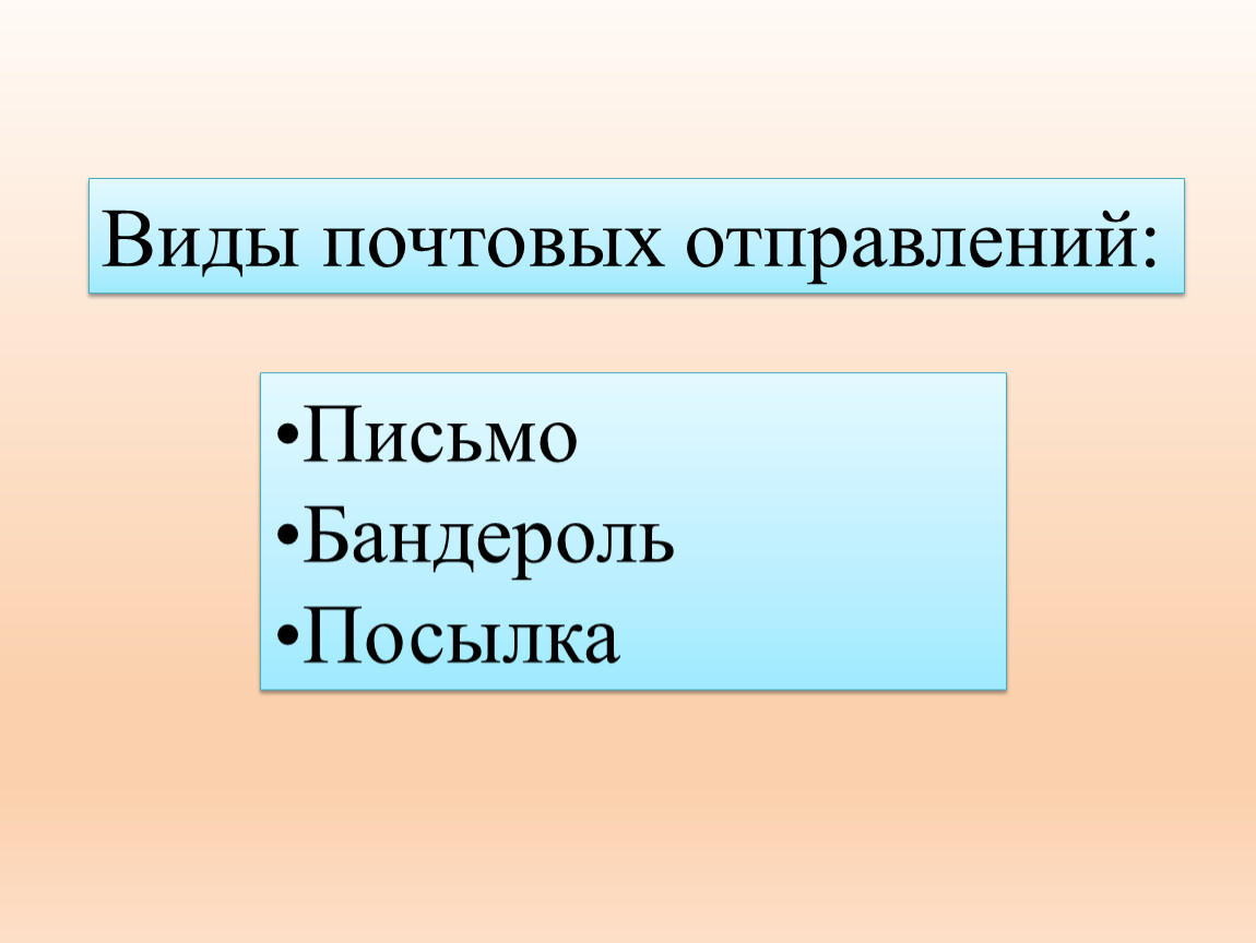 Почта виды почтовых отправлений сбо 6 класс презентация