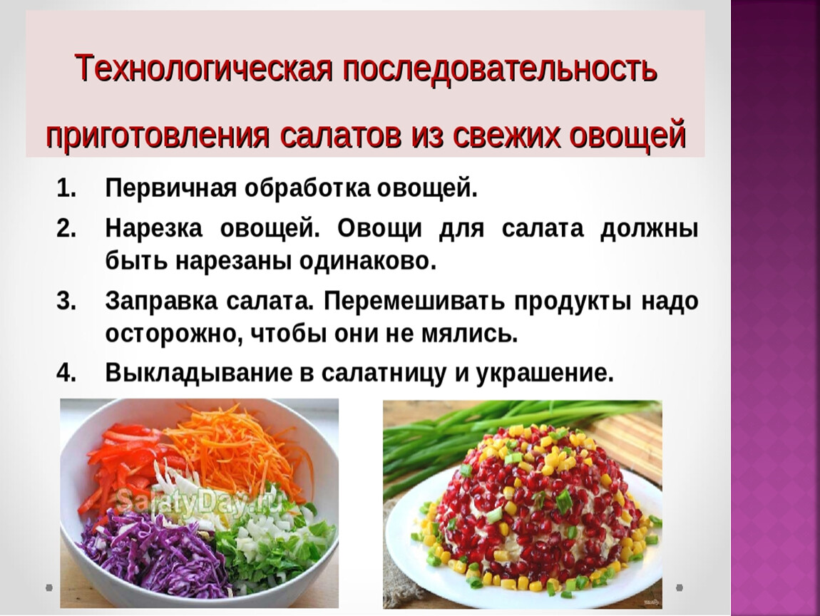 Обработка овощей блюда из овощей. Технологическая карта приготовления овощного салата. Презентация на тему салаты. Порядок приготовления салата. Последовательность приготовления салатов из свежих овощей.