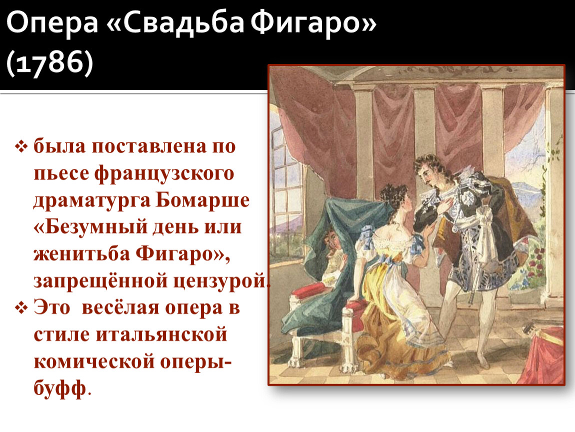 Поставь произведение. Свадьба Фигаро 1786. Свадьба Фигаро Моцарт краткое содержание. Женитьба Фигаро пьеса Бомарше. Вольфганг Амадей Моцарт Женитьба Фигаро.