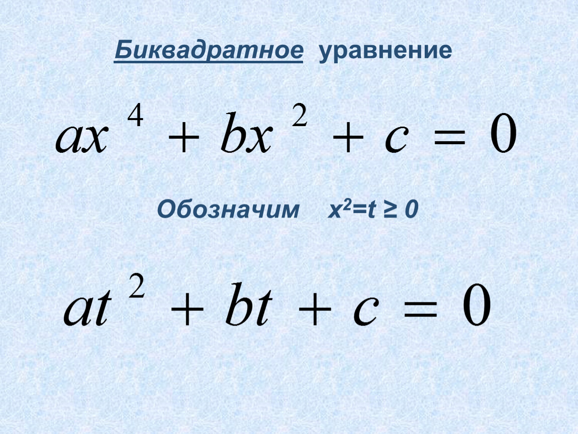 Математика биквадратные уравнения