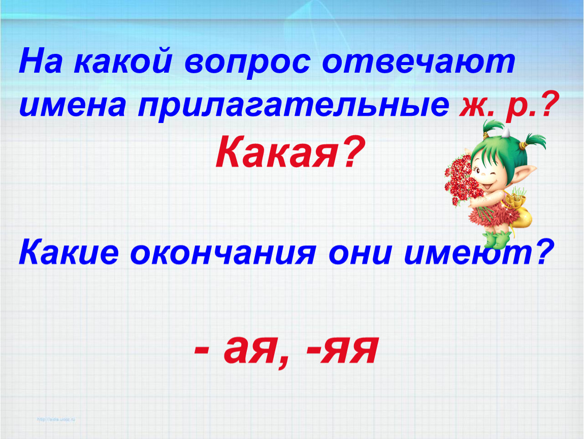 Презентация изменение имен прилагательных по родам 3 класс