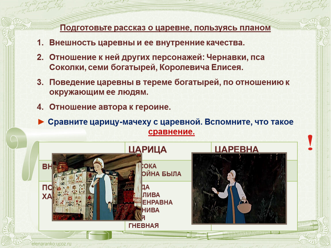 Подготовить рассказ. Подготовьте рассказ. Подготовьте рассказ о царевне пользуясь планом. Подготовь рассказ. Сравнительная характеристика мачехи и царевны.