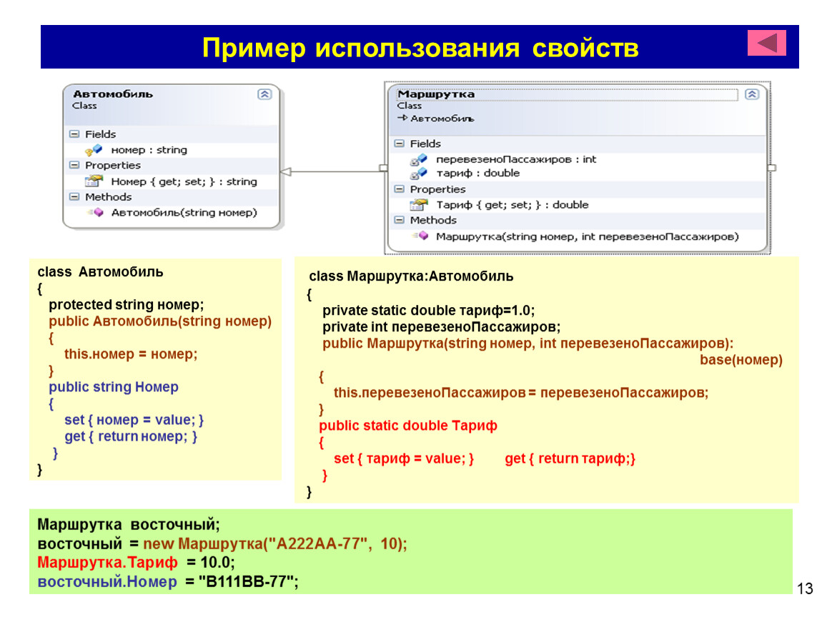 Использование свойств. Пример эксплуатации свойств автомобиля. Примеры на применение свойств операций. Свойства эксплуатации.