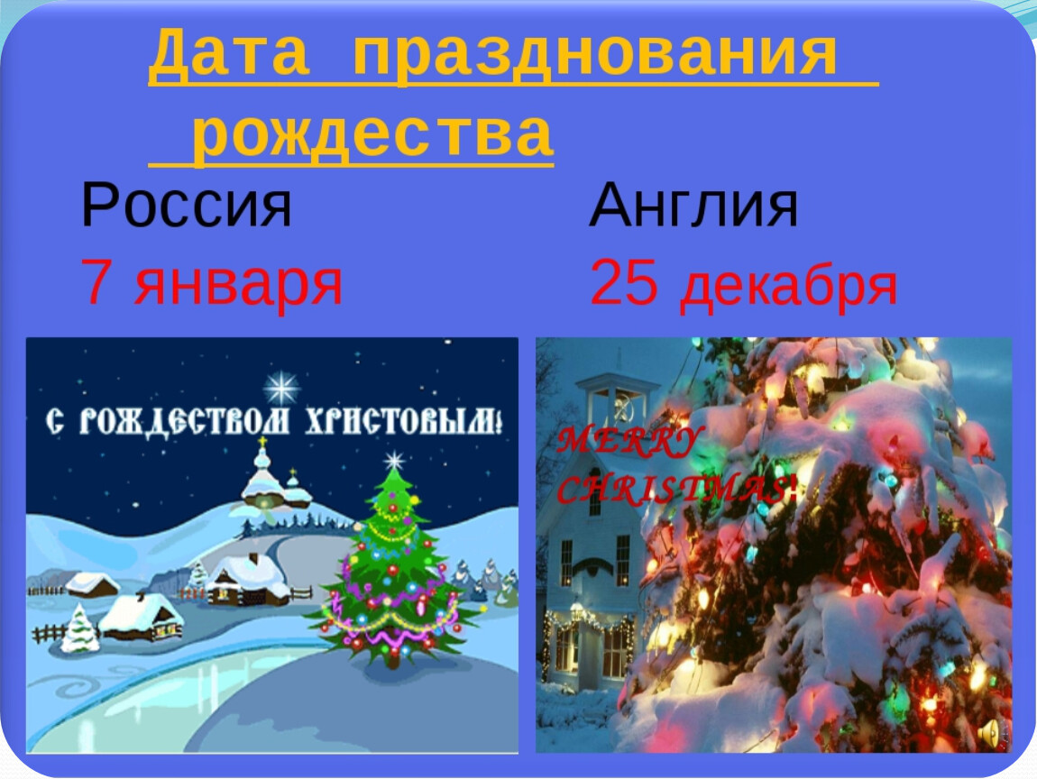 25 декабря 7 января. Рождество и новый год в России и в Англии. Празднование Рождества в России и Великобритании. Различия нового года и Рождества. Рождество в Великобритании презентация.
