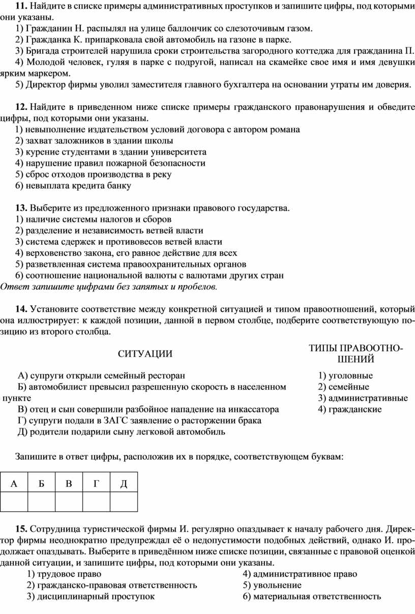 Контрольная работа по обществознанию для учащихся 11 класса по теме  