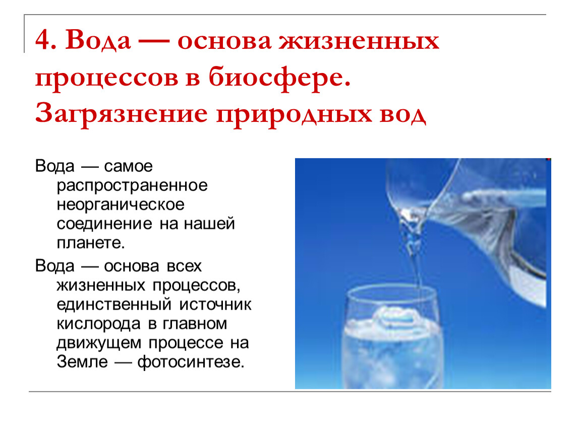 Роль воды в биосфере естествознание 10 класс презентация