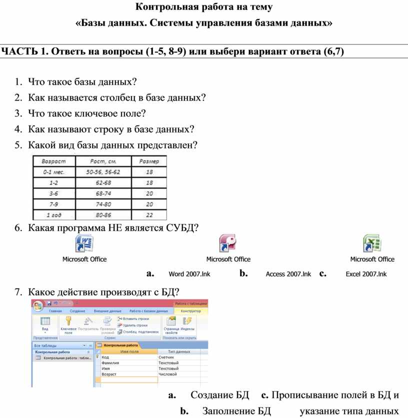 База данных контрольная