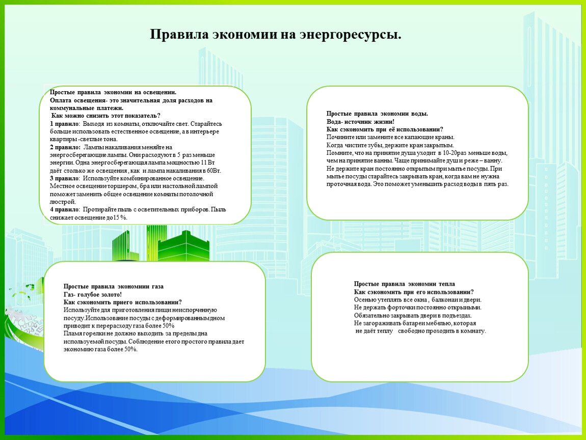 Энергосбережение дома- забота об окружающем мире