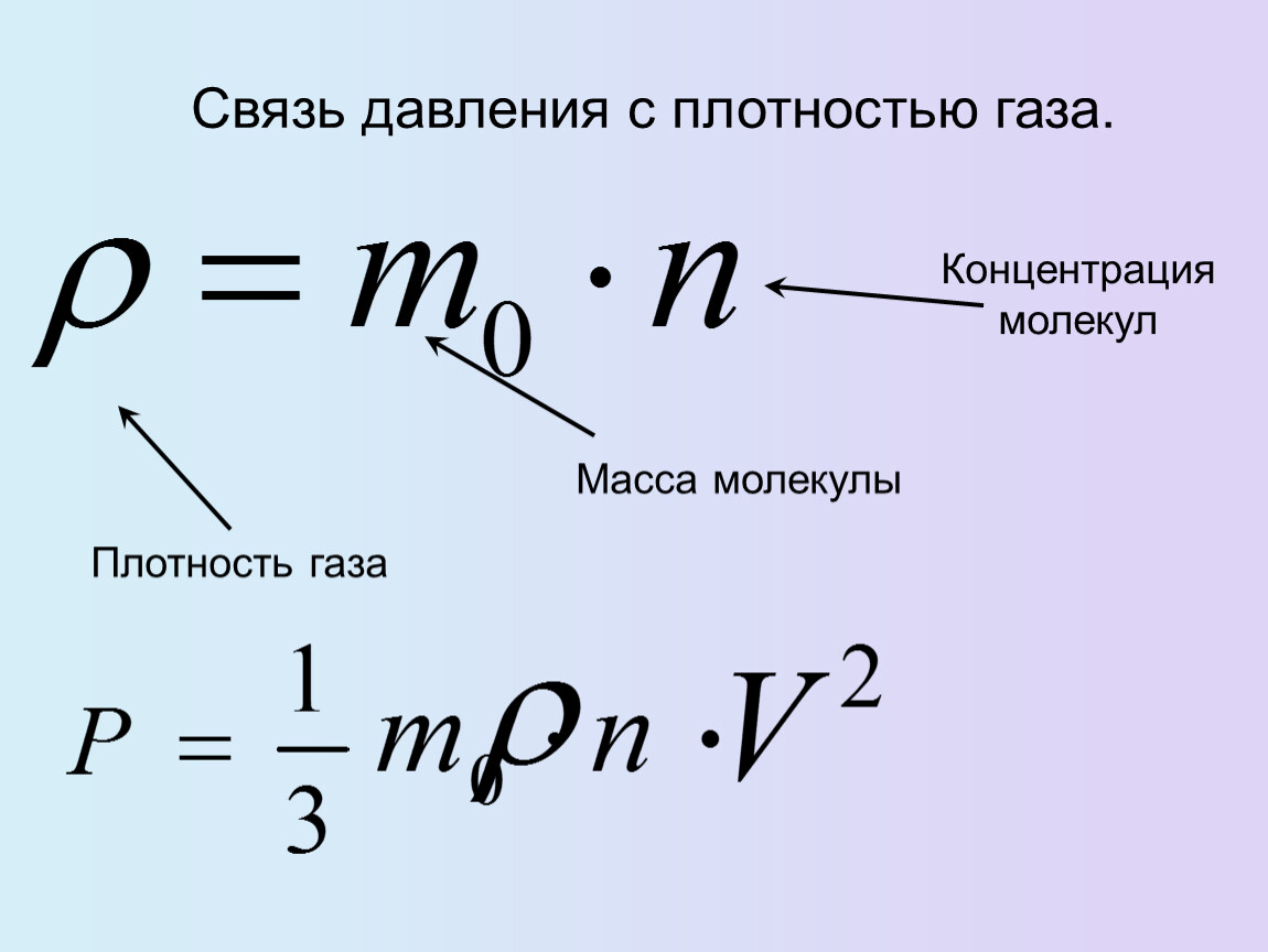 Скорость идеального газа. Плотность газа формула через концентрацию. Концентрация молекул формула через давление. Давление идеального газа через плотность. Плотность газа МКТ формула.