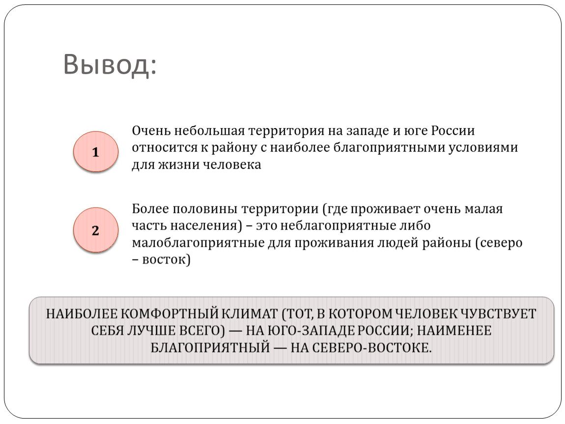 Вывод: Очень небольшая территория на западе и юге