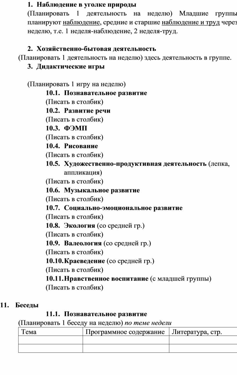 Циклограмма деятельности педагога с детьми в течении дня