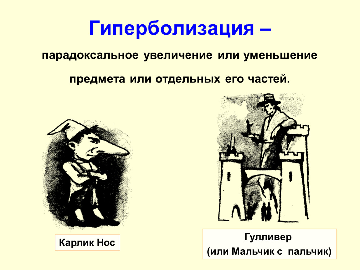 Использование фольклорных приемов контрастность изображения гиперболизация чувств и поступков героя