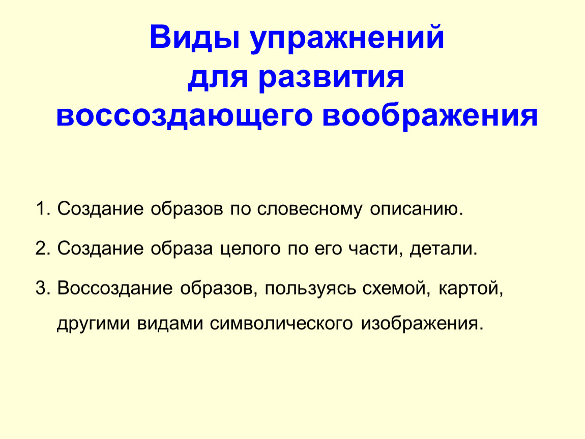 Создание образа на основе словесного описания восприятия изображений называется воображение