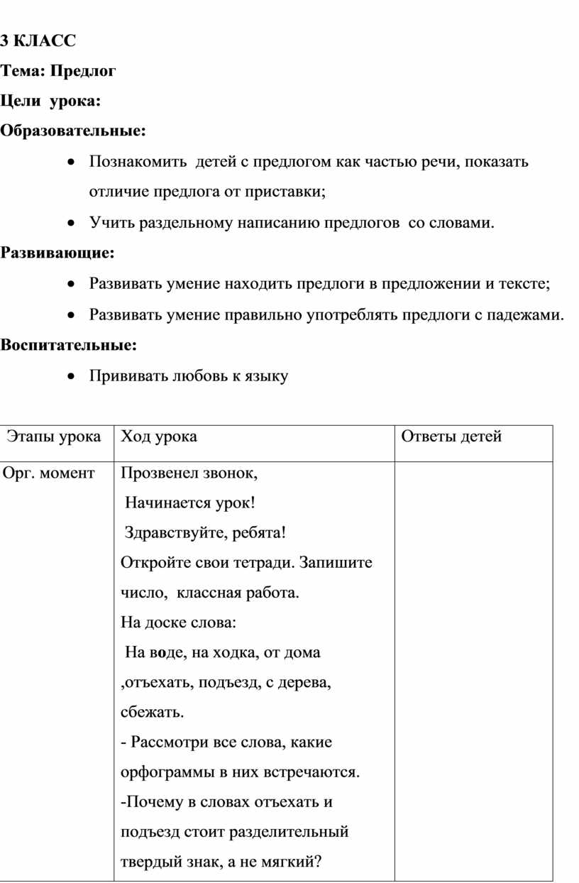 План-конспект урока по русскому языку 