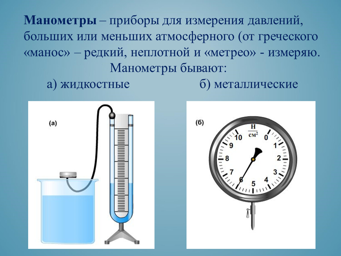 Прибор для измерения давления жидкости манометр физика 7 класс