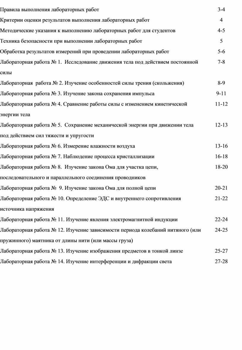 Комплект лабораторных работ по дисциплине «Физика»