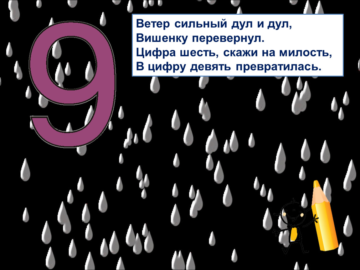 Скажи 6 класс. Цифра 6 превратилась в 9. Презентация число 9. Ветер сильный дул и дул вишенку перевернул. Перевернутые цифры.